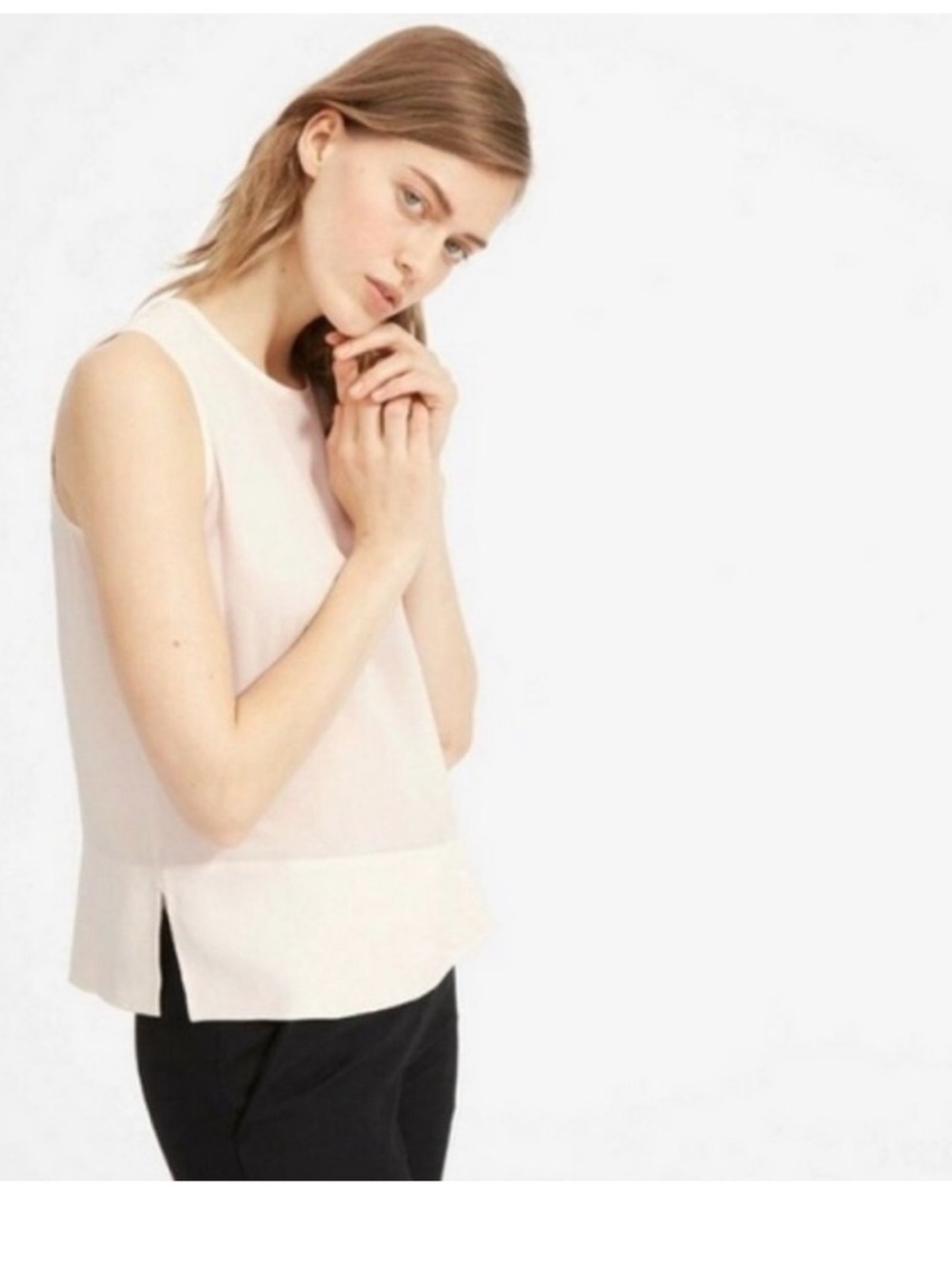 Everlane The Clean Silk Shell Pale Pink Sleeveless 100% Silk Camisole Top Size 4